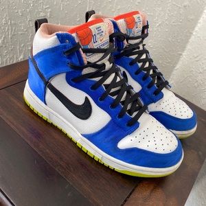 Nike Dunk Blue Satin High Top Shoes 7.5